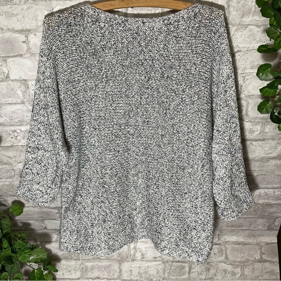 Loft Outlet Sweater Women’s Sz XS Navy & White Knit Melange 3/4” Sleeve - Picture 6 of 8